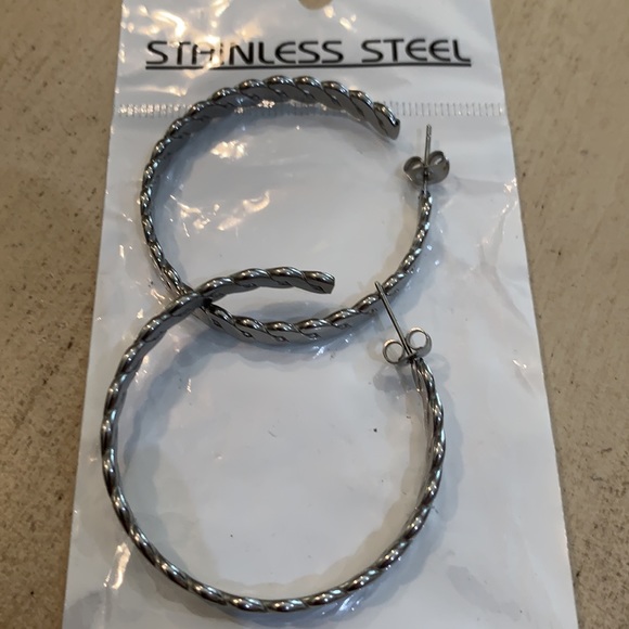 New Stainless Steel Hoop Earrings for Pierced Ears - Picture 7 of 9